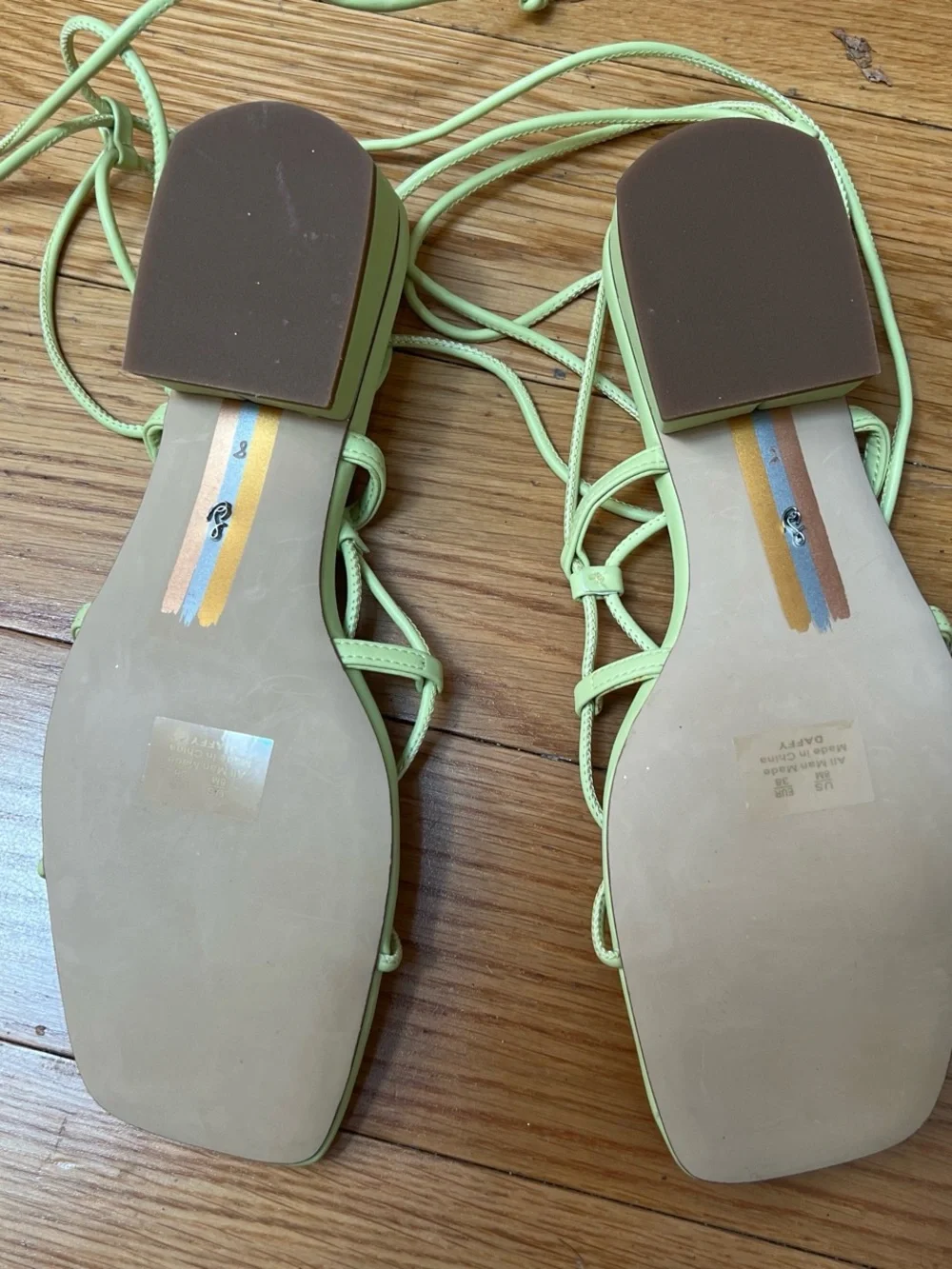 Sam Edelman Daffy Lime Lace-Up Strappy Square-Toe Sandals